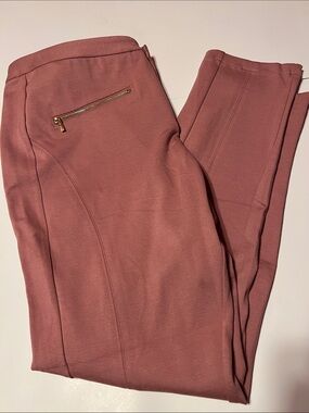 IMAN Skinny Ponte Pants in Rose Taupe with Gold Zip Size18W